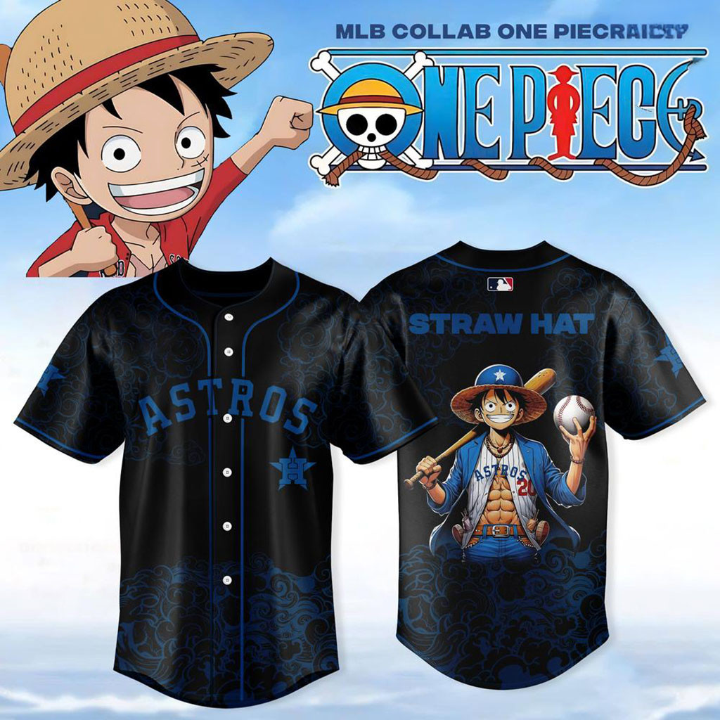 Houston Astros X One Piece Anime Luffy Baseball Jersey Houston Astros Merch Gift For Fans 1 - Unicasport Houston Astros X One Piece Anime Luffy Baseball Jersey Houston Astros Merch Gift For Fans