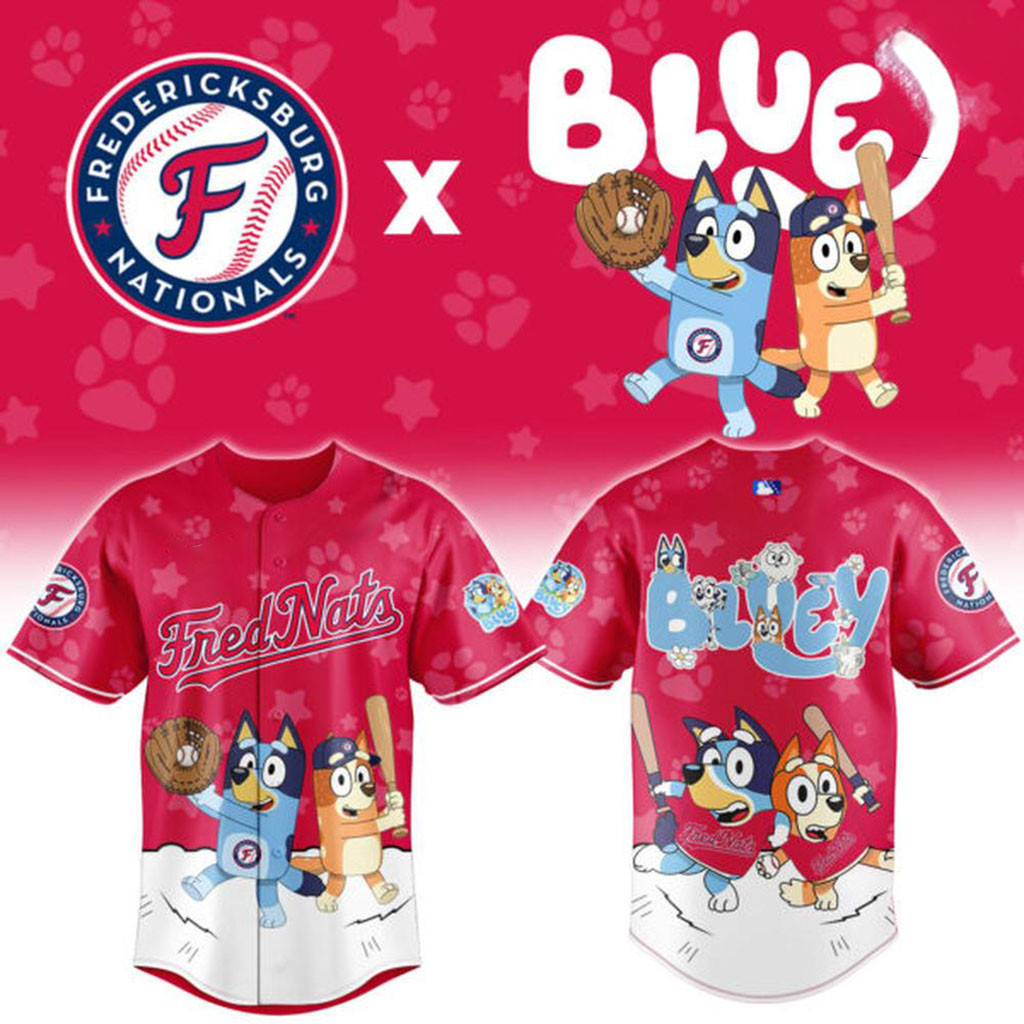 Bluey Night X Fredericksburg Nationals Baseball Jersey FredNats Merch Gift For Baseball Lovers 1 - Unicasport Bluey Night X Fredericksburg Nationals Baseball Jersey FredNats Merch Gift For Baseball Lovers