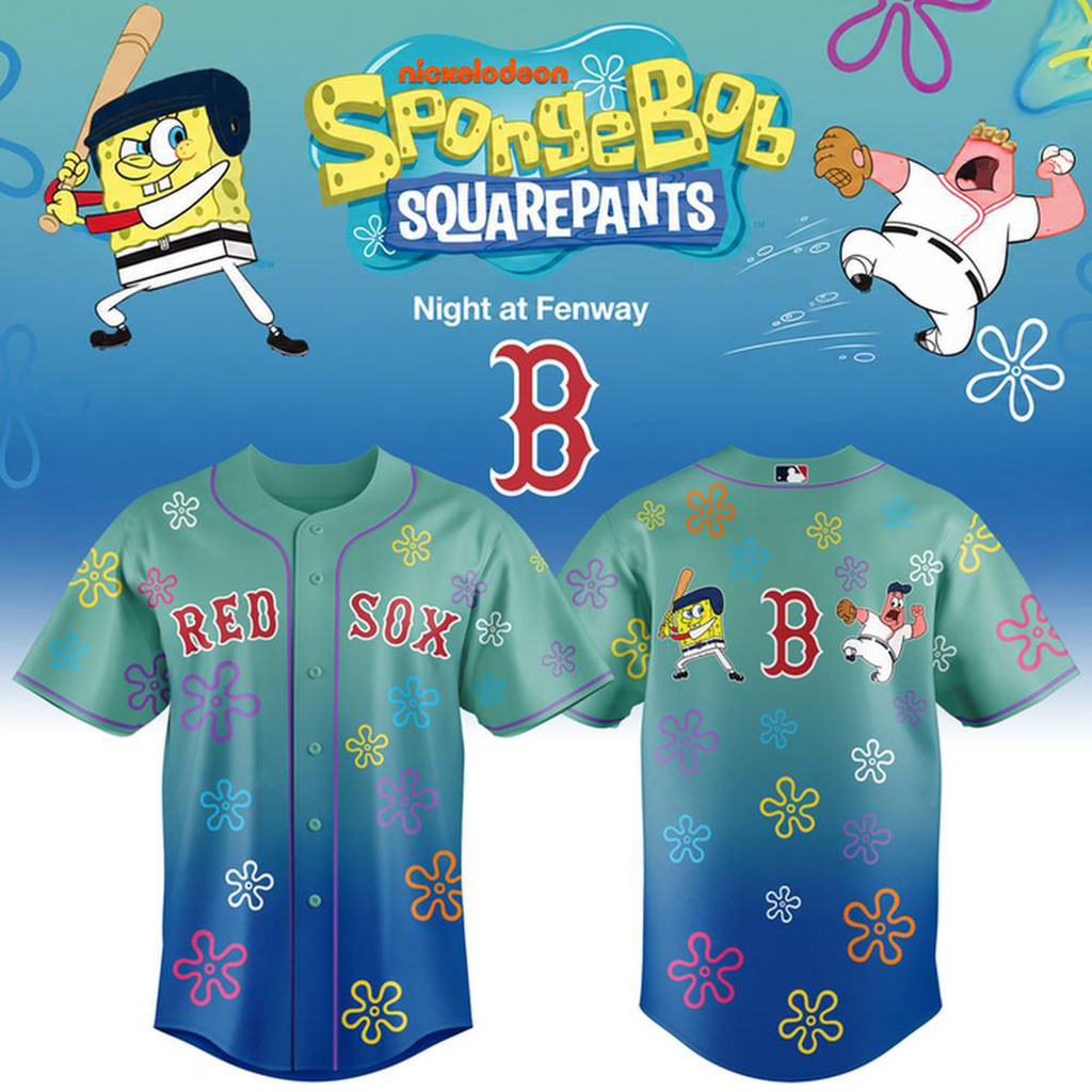 Boston Red Sox X SpongeBob SquarePants Night At Fenway Baseball Jersey Red Sox Merch Fan Gifts 1 - Unicasport Boston Red Sox X SpongeBob SquarePants Night At Fenway Baseball Jersey Red Sox Merch Fan Gifts
