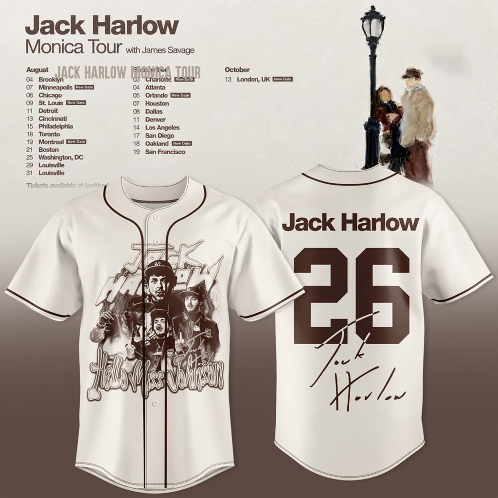 Jack Harlow Monica Tour 2026 Baseball Jersey Jack Harlow Merch Music Concert Outfits For Fans 1 - Unicasport Jack Harlow Monica Tour 2026 Baseball Jersey Jack Harlow Merch Music Concert Outfits For Fans