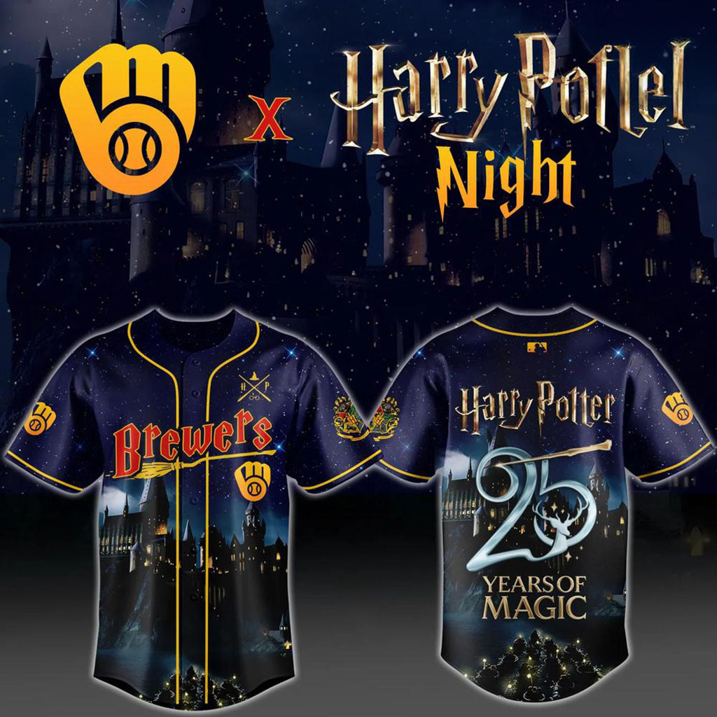 Milwaukee Brewers X Harry Potter 25 Years of Magic Baseball Jersey Brewers Merch Fan Gifts 1 - Unicasport Milwaukee Brewers X Harry Potter 25 Years of Magic Baseball Jersey Brewers Merch Fan Gifts