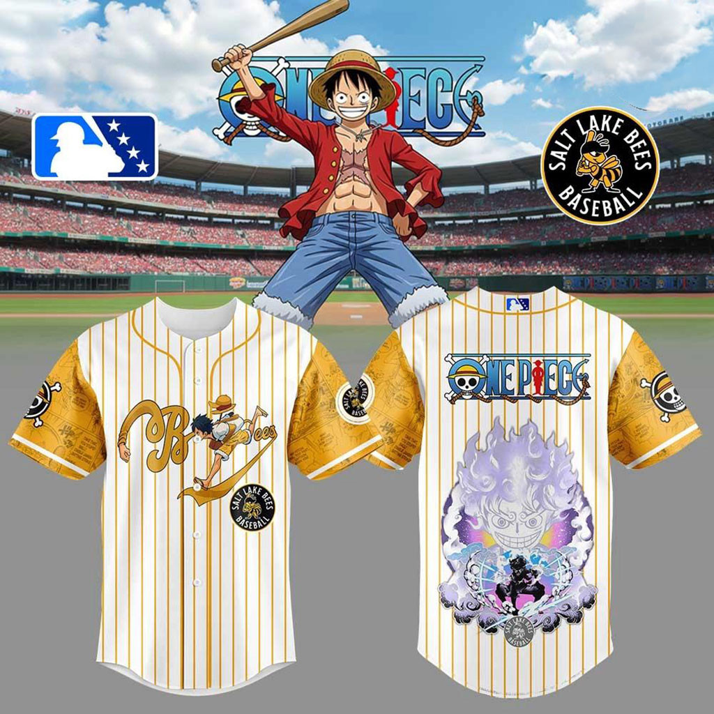 Salt Lake Bees X One Piece Straw Hat Luffy Gear 5 Baseball Jersey Salt Lake Bees Merch 2026 1 - Unicasport Salt Lake Bees X One Piece Straw Hat Luffy Gear 5 Baseball Jersey Salt Lake Bees Merch 2026