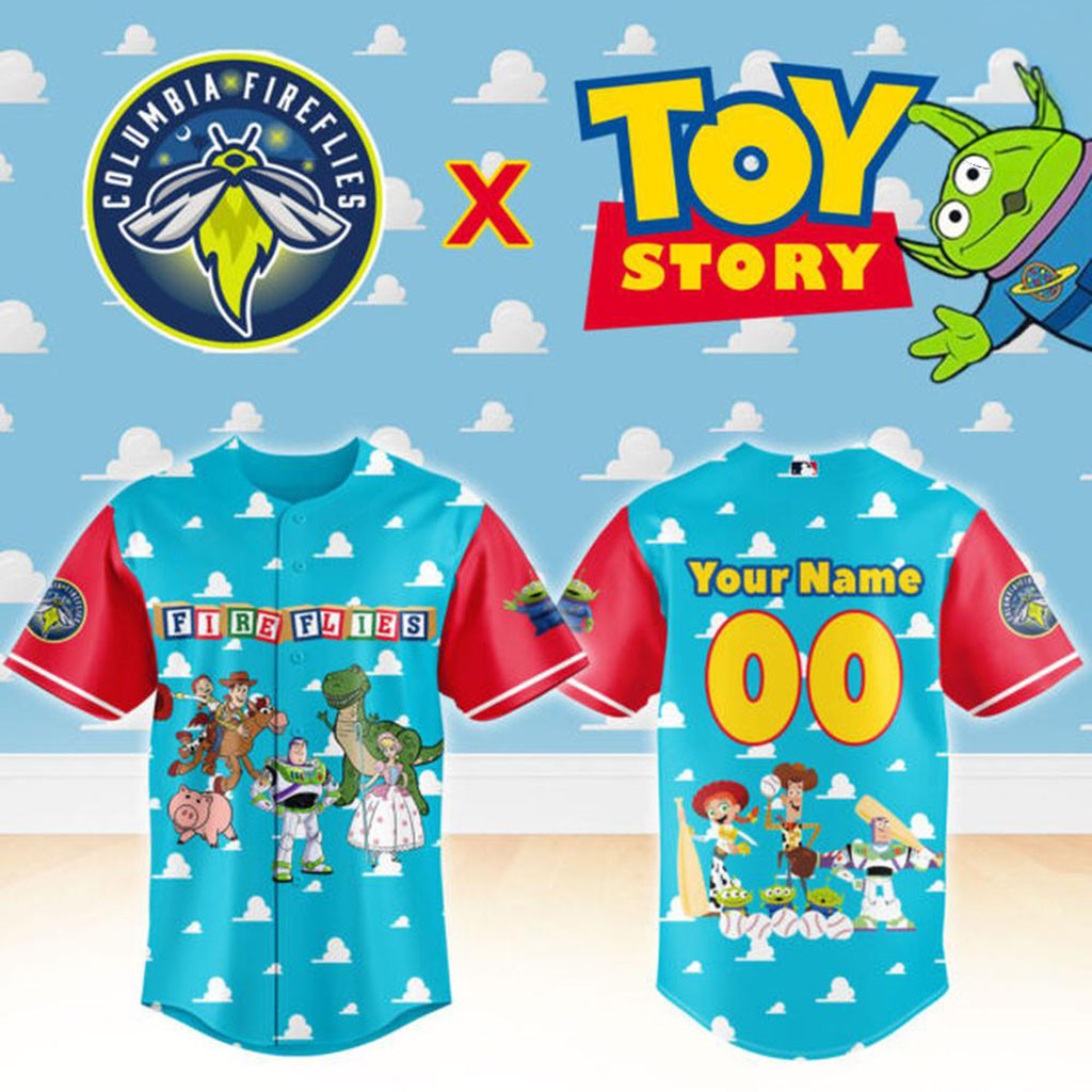 Personalized Columbia Fireflies Merch Toy Story X Columbia Fireflies Baseball Jersey Cute Gifts 1 - Unicasport Personalized Columbia Fireflies Merch Toy Story X Columbia Fireflies Baseball Jersey Cute Gifts