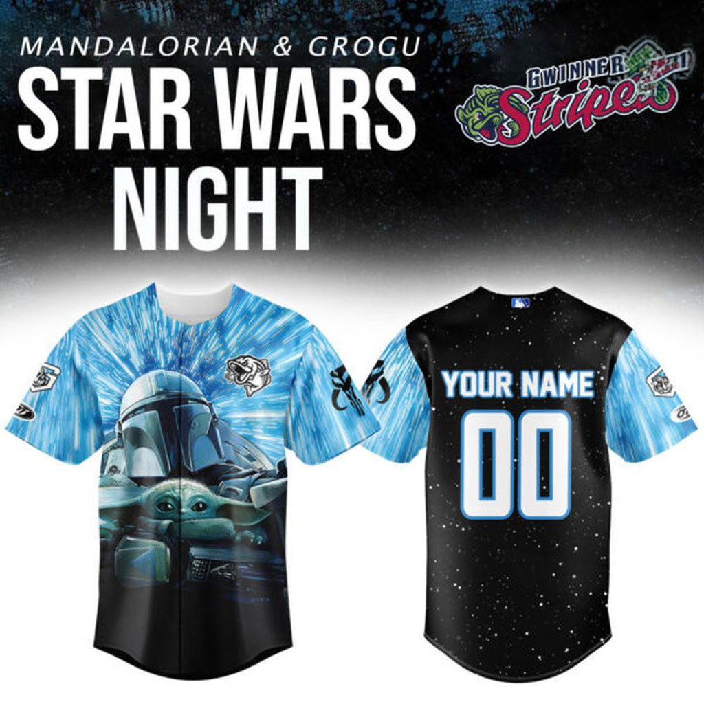 Personalized Gwinnett Stripers Star Wars Night Mandalorian And Grogu Jersey Fan Merch Gifts 1 - Unicasport Personalized Gwinnett Stripers Star Wars Night Mandalorian And Grogu Jersey Fan Merch Gifts