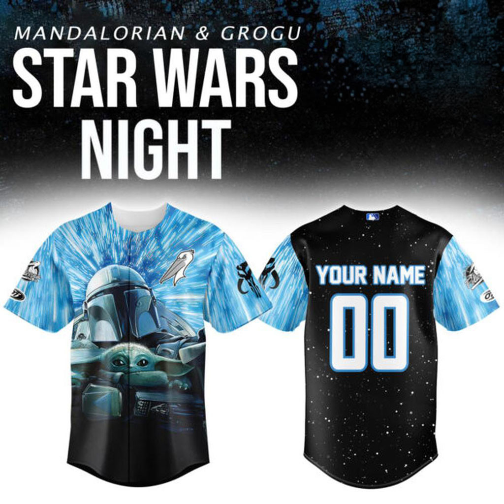 Personalized Myrtle Beach Pelicans X Star Wars Mandalorian Baseball Jersey Pelicans Merch 2026 1 - Unicasport Personalized Myrtle Beach Pelicans X Star Wars Mandalorian Baseball Jersey Pelicans Merch 2026