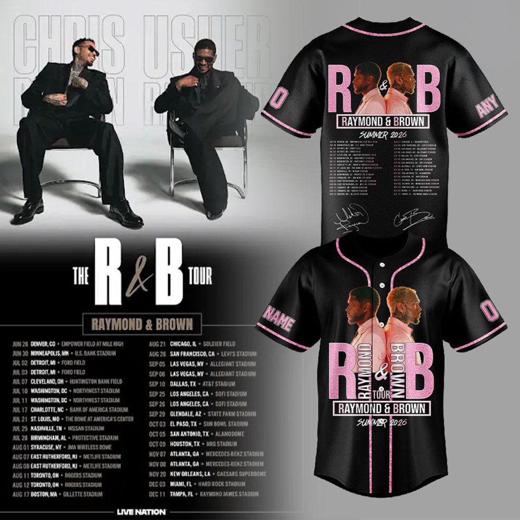 Custom Usher And Chris Brown Merch Raymond And Brown 2026 Baseball Jersey The R&B Tour Merch 1 - Unicasport Custom Usher And Chris Brown Merch Raymond And Brown 2026 Baseball Jersey The R&B Tour Merch
