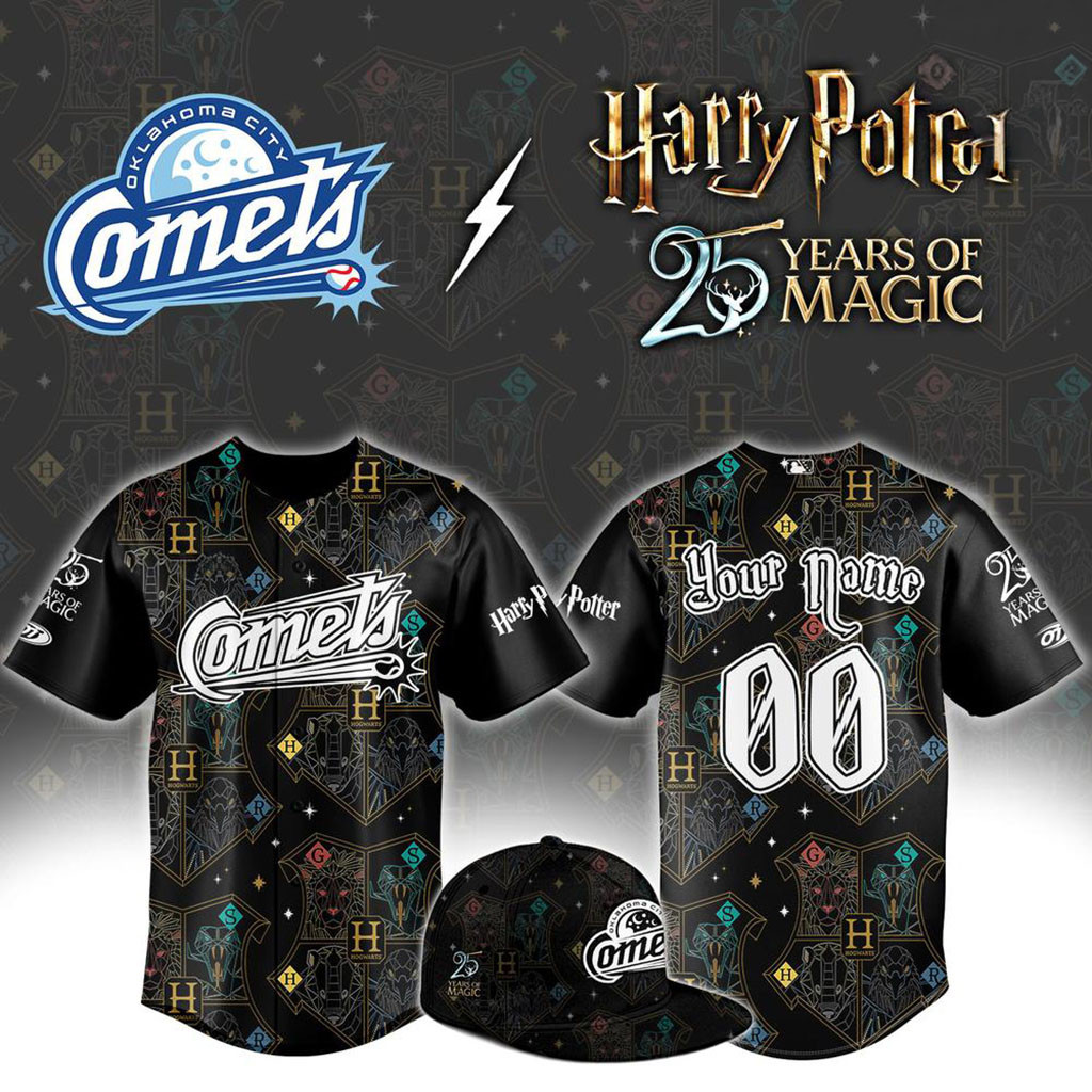 Personalized Oklahoma City Comets X Harry Potter 25 Years Of Magic Baseball Jersey Comets Merch 1 - Unicasport Personalized Oklahoma City Comets X Harry Potter 25 Years Of Magic Baseball Jersey Comets Merch