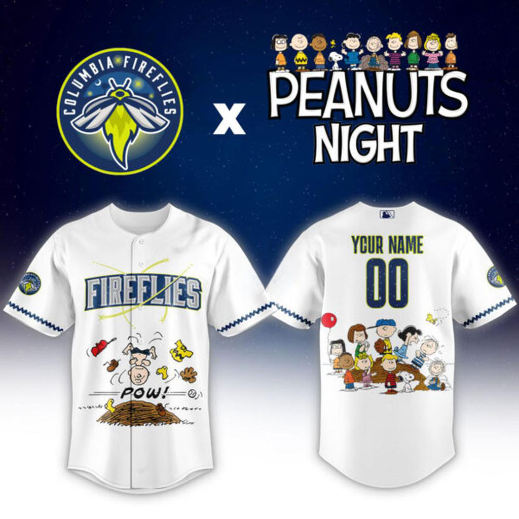 Personalized Columbia Fireflies X Peanuts Night Baseball Jersey Fireflies Merch Present For Fan 1 - Unicasport Personalized Columbia Fireflies X Peanuts Night Baseball Jersey Fireflies Merch Present For Fan