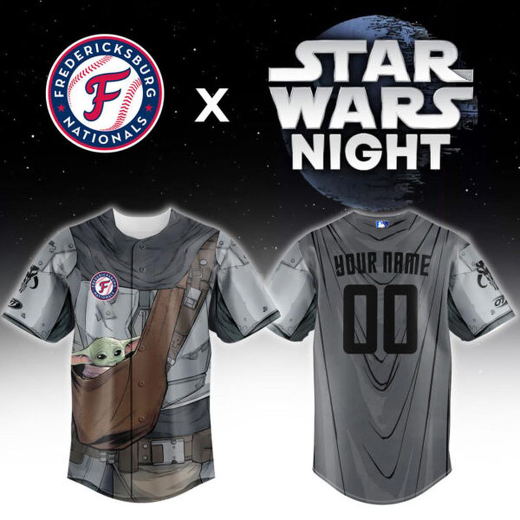 Personalized Star Wars Mandalorian Baby Yoda X Fredericksburg Nationals Jersey Fan Merch 2026 1 - Unicasport Personalized Star Wars Mandalorian Baby Yoda X Fredericksburg Nationals Jersey Fan Merch 2026