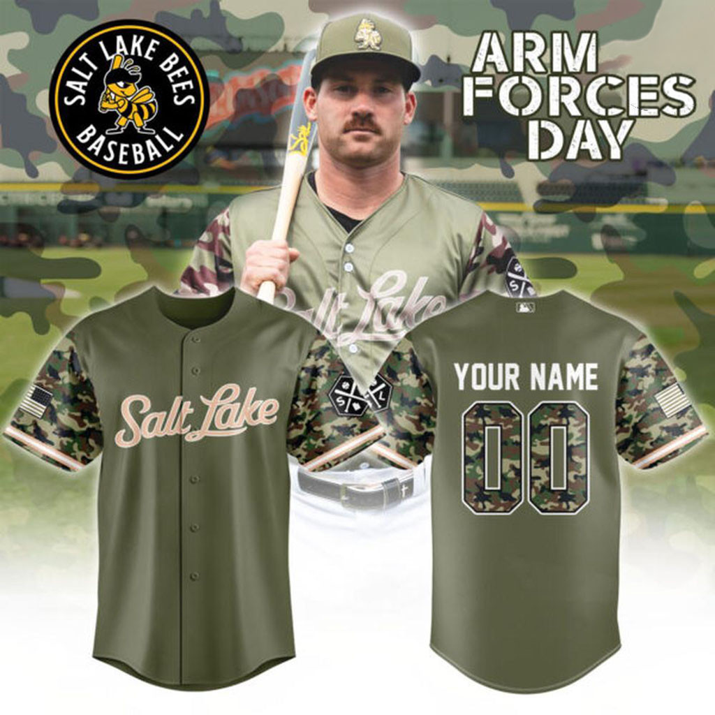 Personalized Salt Lake Bees Armed Forces Day Baseball Jersey Salt Lake Bees Merch Fan Gifts 1 - Unicasport Personalized Salt Lake Bees Armed Forces Day Baseball Jersey Salt Lake Bees Merch Fan Gifts