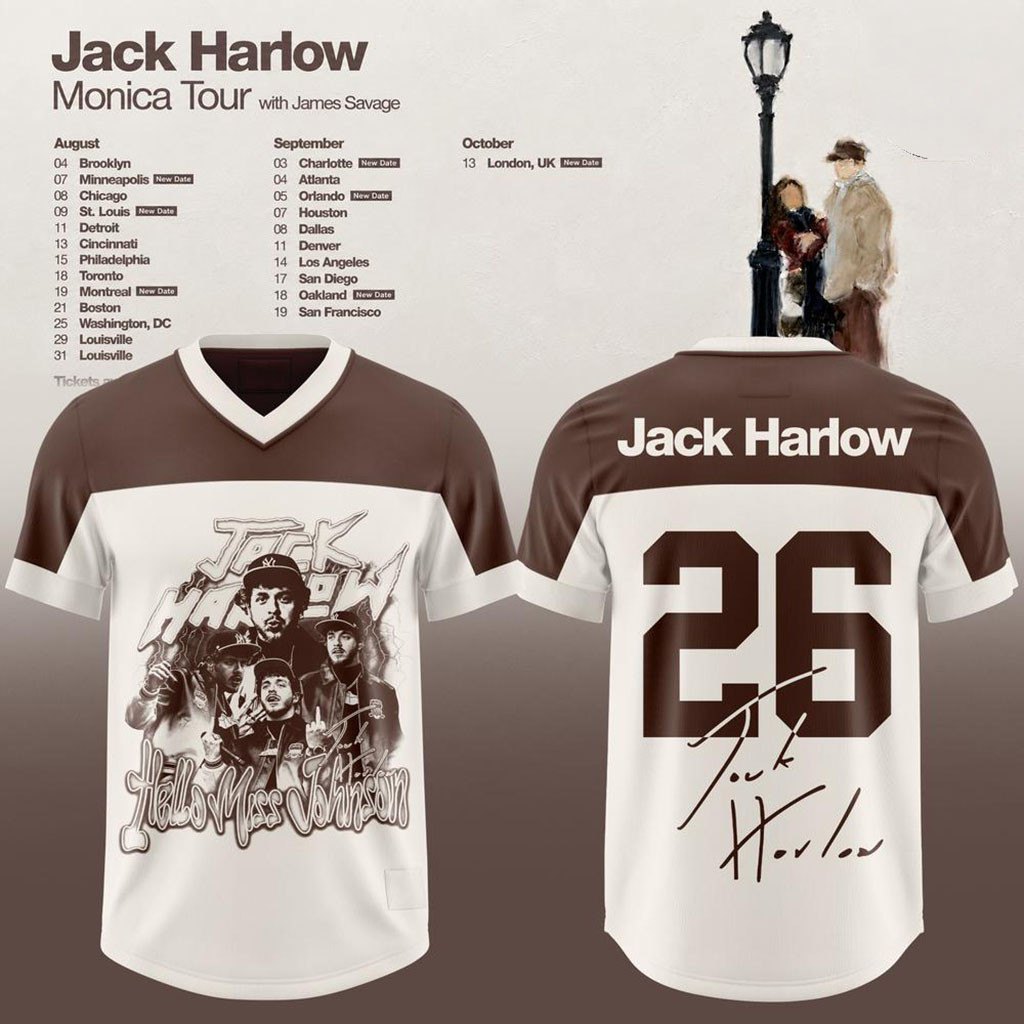 Jack Harlow Monica Tour 2026 Jersey Shirt Signed Jack Harlow Merch Gift For Music Fans 1 - Unicasport Jack Harlow Monica Tour 2026 Jersey Shirt Signed Jack Harlow Merch Gift For Music Fans