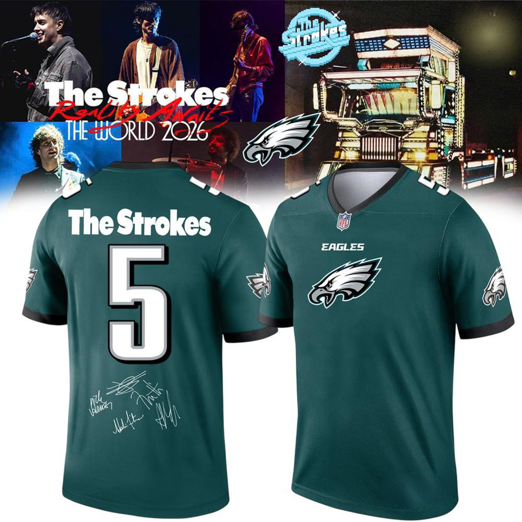 Philadelphia Eagles X The Strokes 2026 World Tour Football Jersey Eagles Merch Present For Fans 1 - Unicasport Philadelphia Eagles X The Strokes 2026 World Tour Football Jersey Eagles Merch Present For Fans