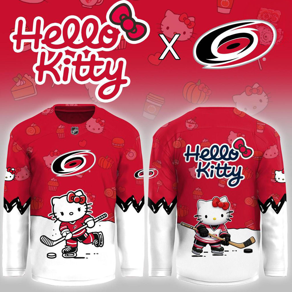 Carolina Hurricanes Hello Kitty Night Hockey Jersey 2026 Hurricanes Merch Gift For Hockey Lover 1 - Unicasport Carolina Hurricanes Hello Kitty Night Hockey Jersey 2026 Hurricanes Merch Gift For Hockey Lover