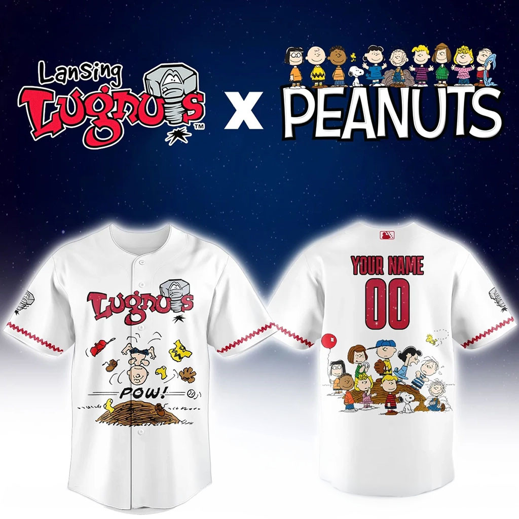 Custom Lansing Lugnuts x Peanuts Night Game Baseball Jersey Lugnuts Merch Gifts For Fans 1 - Unicasport Custom Lansing Lugnuts x Peanuts Night Game Baseball Jersey Lugnuts Merch Gifts For Fans