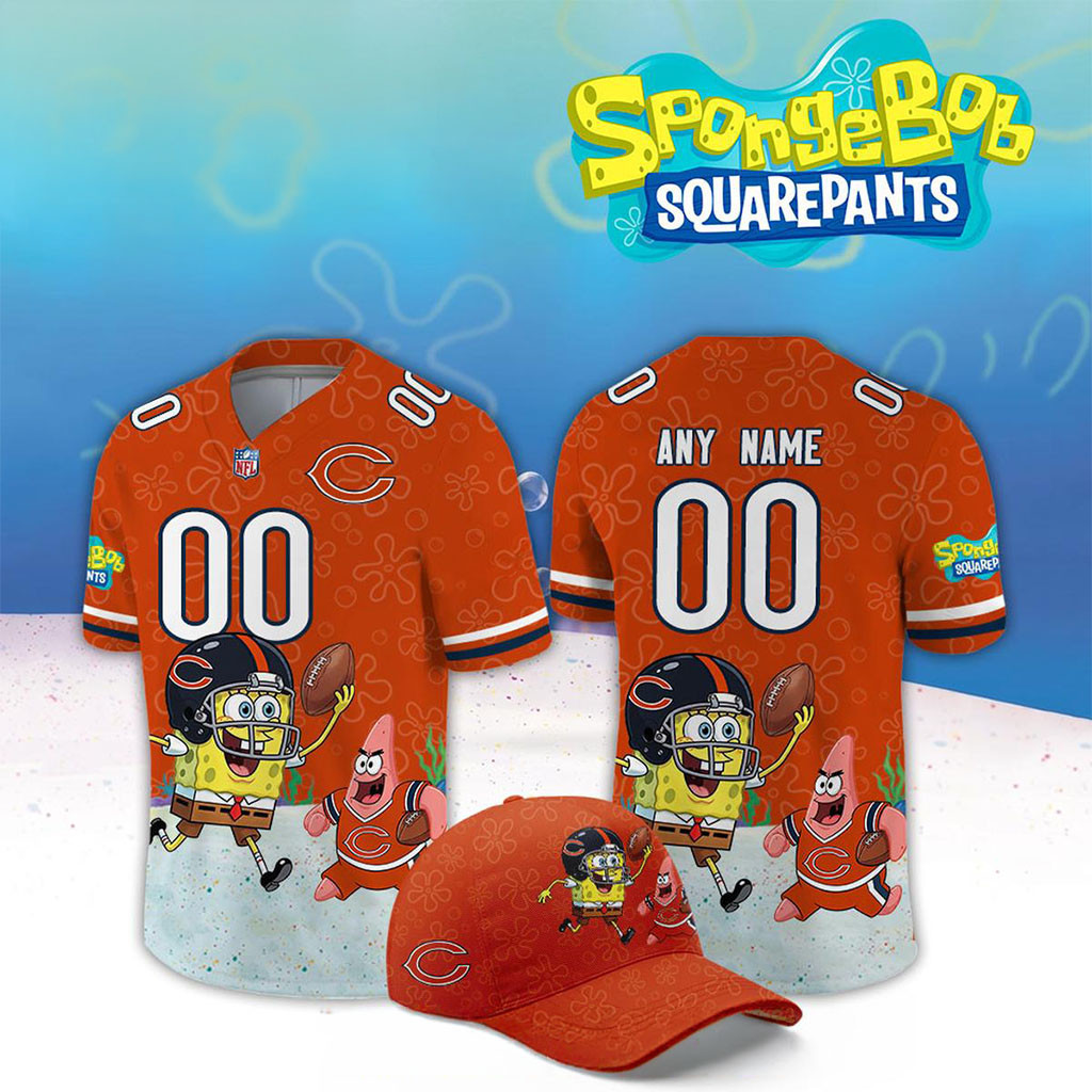 Custom Chicago Bears x SpongeBob Squarepants 2026 Night Football Jersey Bears Merch Fan Gifts 1 - Unicasport Custom Chicago Bears x SpongeBob Squarepants 2026 Night Football Jersey Bears Merch Fan Gifts