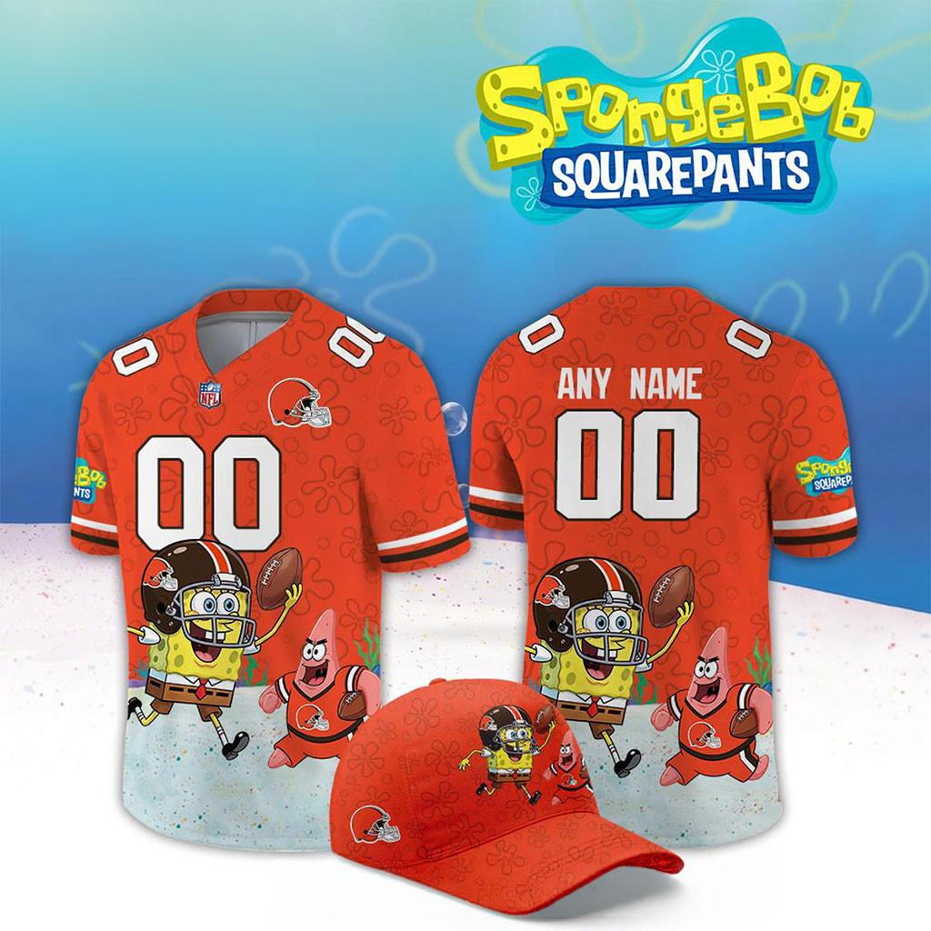 Custom Cleveland Browns x SpongeBob Squarepants 2026 Night Football Jersey Browns Merch Gift 1 - Unicasport Custom Cleveland Browns x SpongeBob Squarepants 2026 Night Football Jersey Browns Merch Gift