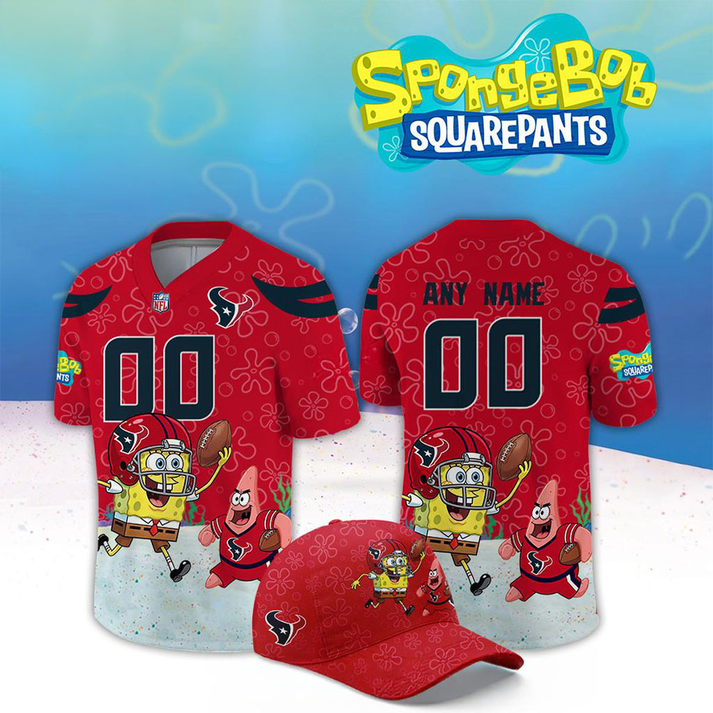 Custom Houston Texans x SpongeBob Squarepants 2026 Night Football Jersey Texans Merch Fan Gift 1 - Unicasport Custom Houston Texans x SpongeBob Squarepants 2026 Night Football Jersey Texans Merch Fan Gift