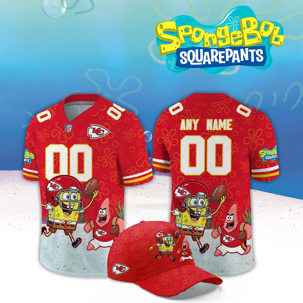 Custom Kansas City Chiefs x SpongeBob Squarepants 2026 Night Football Jersey Chiefs Merch Gifts 1 - Unicasport Custom Kansas City Chiefs x SpongeBob Squarepants 2026 Night Football Jersey Chiefs Merch Gifts