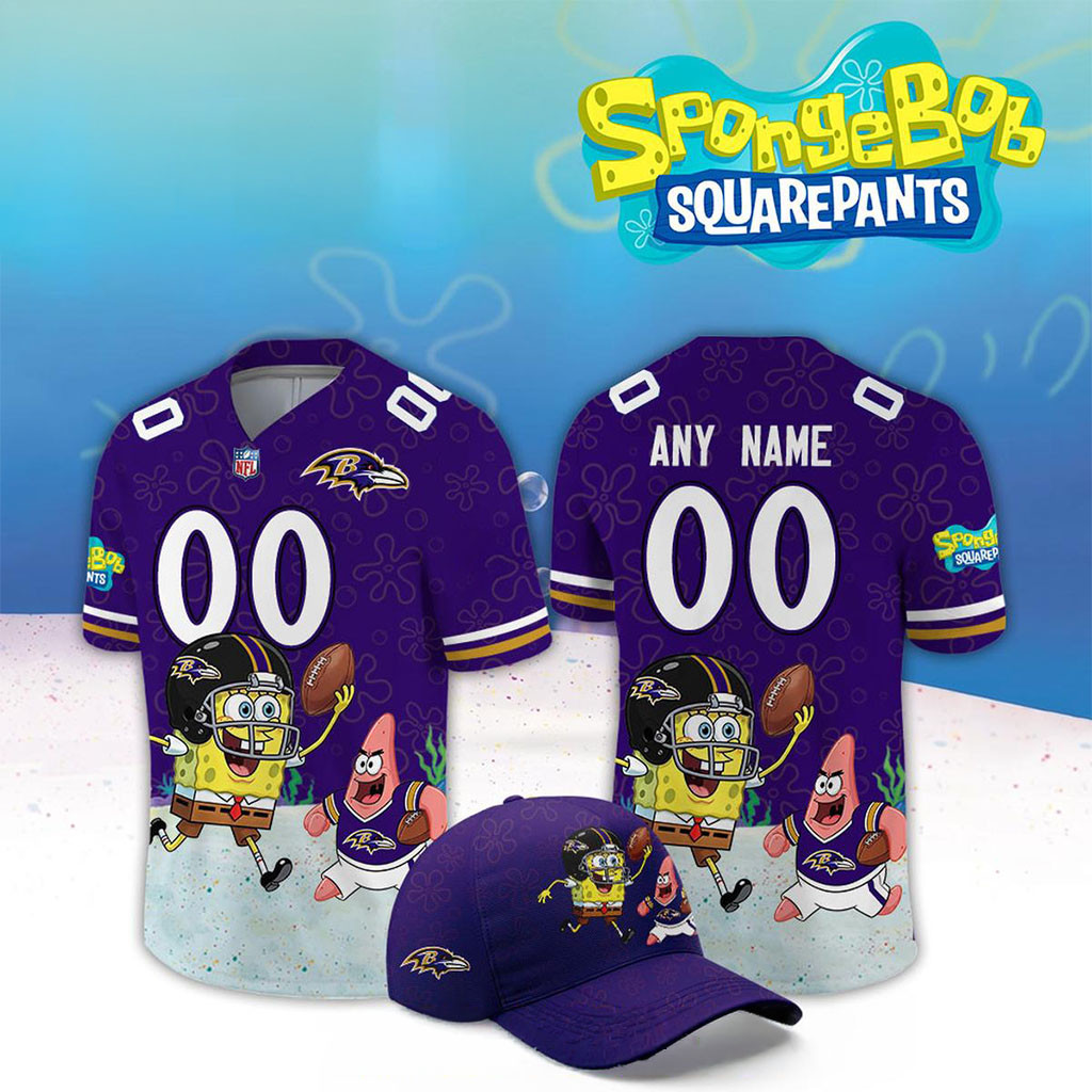 Custom Baltimore Ravens x SpongeBob Squarepants 2026 Night Football Jersey Ravens Merch 1 - Unicasport Custom Baltimore Ravens x SpongeBob Squarepants 2026 Night Football Jersey Ravens Merch