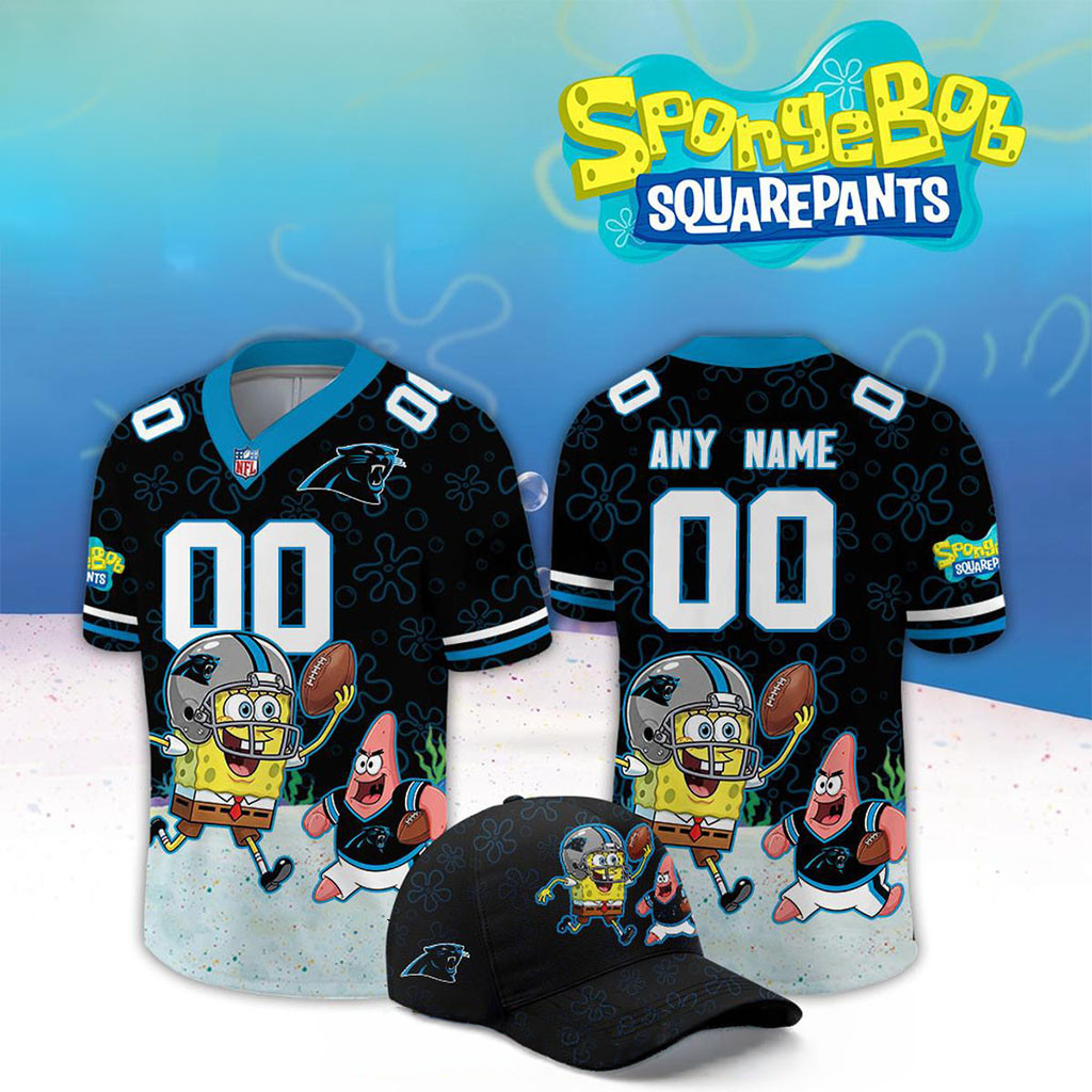 Custom Carolina Panthers x SpongeBob Squarepants 2026 Night Football Jersey Panthers Merch Gifts 1 - Unicasport Custom Carolina Panthers x SpongeBob Squarepants 2026 Night Football Jersey Panthers Merch Gifts