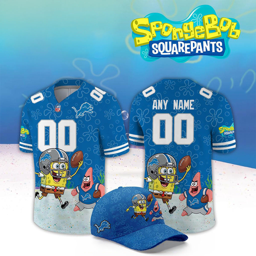 Custom Detroit Lions x SpongeBob Squarepants 2026 Night Football Jersey Lions Merch Fan Gift 1 - Unicasport Custom Detroit Lions x SpongeBob Squarepants 2026 Night Football Jersey Lions Merch Fan Gift