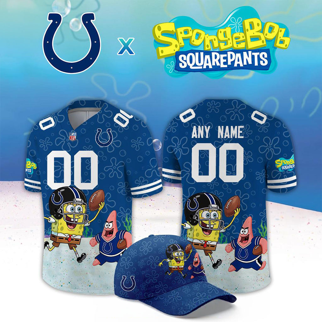 Custom Indianapolis Colts x SpongeBob Squarepants 2026 Night Football Jersey Colts Merch Gift 1 - Unicasport Custom Indianapolis Colts x SpongeBob Squarepants 2026 Night Football Jersey Colts Merch Gift