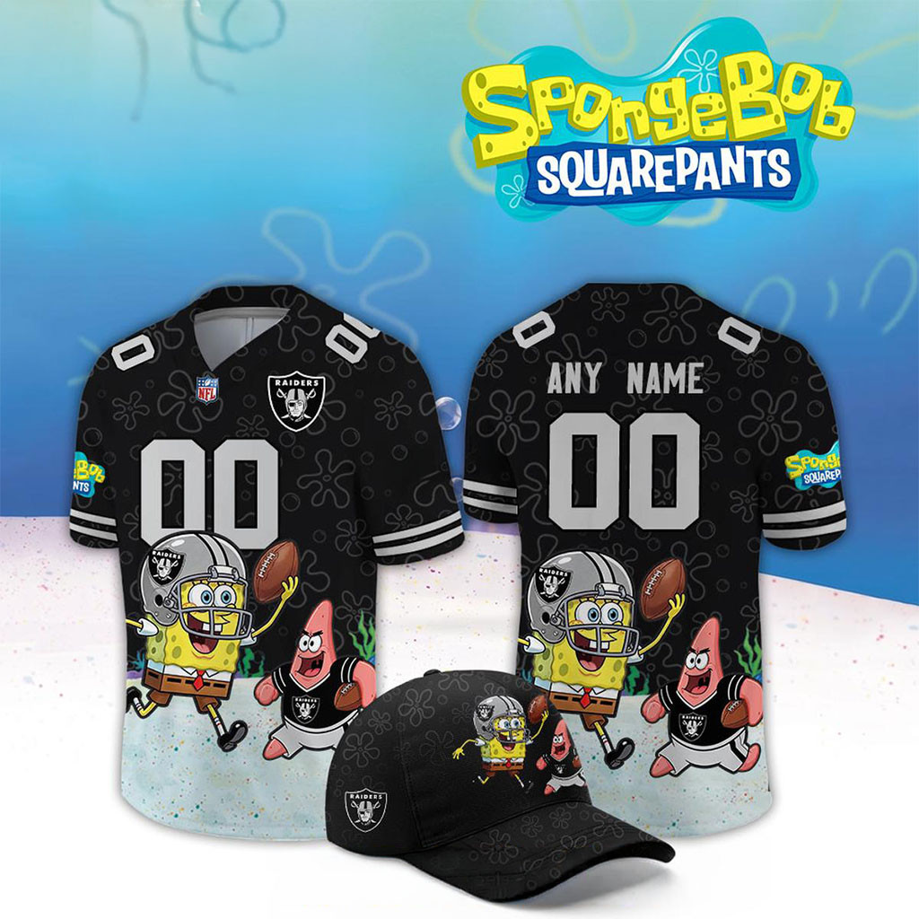 Custom Las Vegas Raiders x SpongeBob Squarepants 2026 Night Football Jersey Raiders Merch 1 - Unicasport Custom Las Vegas Raiders x SpongeBob Squarepants 2026 Night Football Jersey Raiders Merch