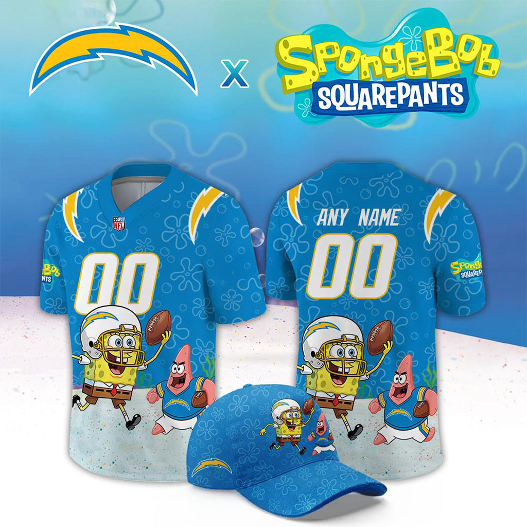 Custom Los Angeles Chargers x SpongeBob Squarepants 2026 Night Football Jersey Chargers Merch 1 - Unicasport Custom Los Angeles Chargers x SpongeBob Squarepants 2026 Night Football Jersey Chargers Merch