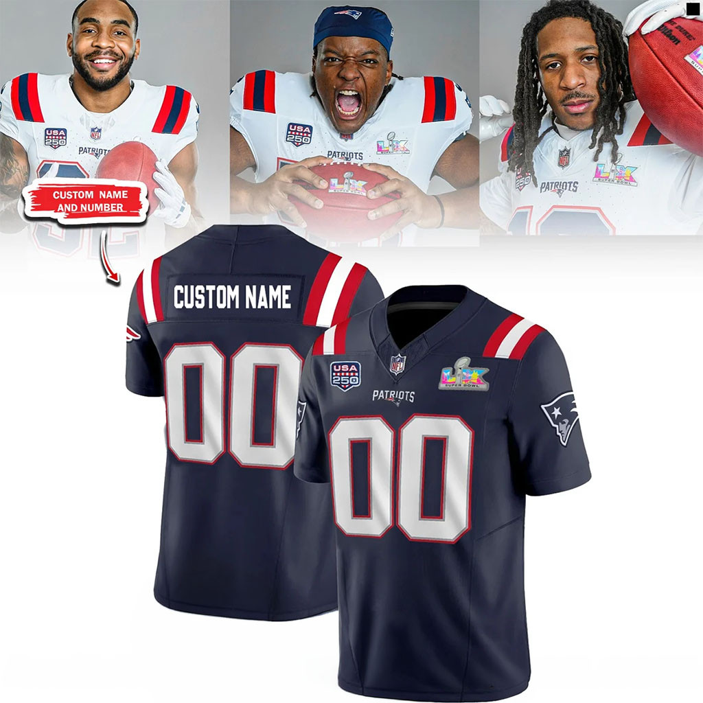 Custom New England Patriots Super Bowl Lx Jersey Patriots Merch Best Gifts For Football Fans 1 - Unicasport Custom New England Patriots Super Bowl Lx Jersey Patriots Merch Best Gifts For Football Fans