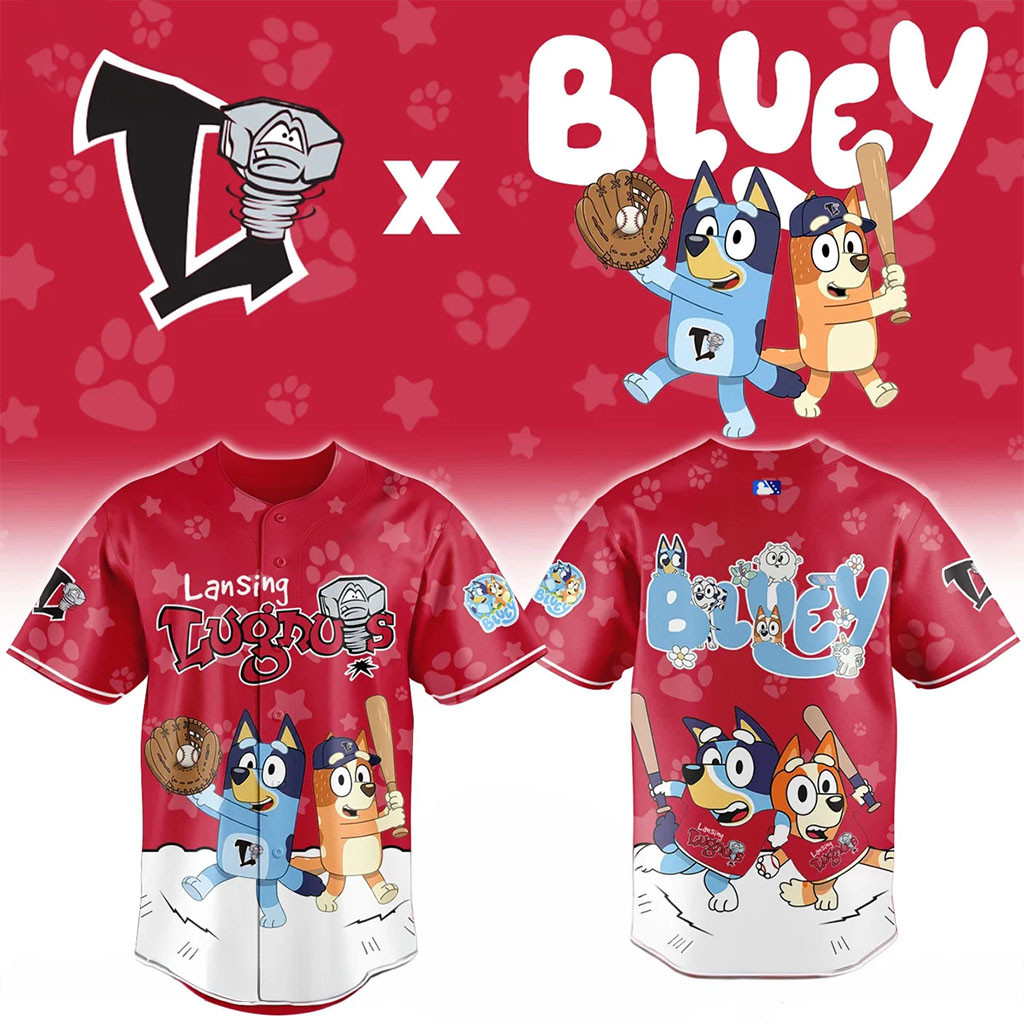 Lansing Lugnuts x Bluey Night Game Baseball Jersey Lugnuts Merch Presents For Baseball Fans 1 - Unicasport Lansing Lugnuts x Bluey Night Game Baseball Jersey Lugnuts Merch Presents For Baseball Fans
