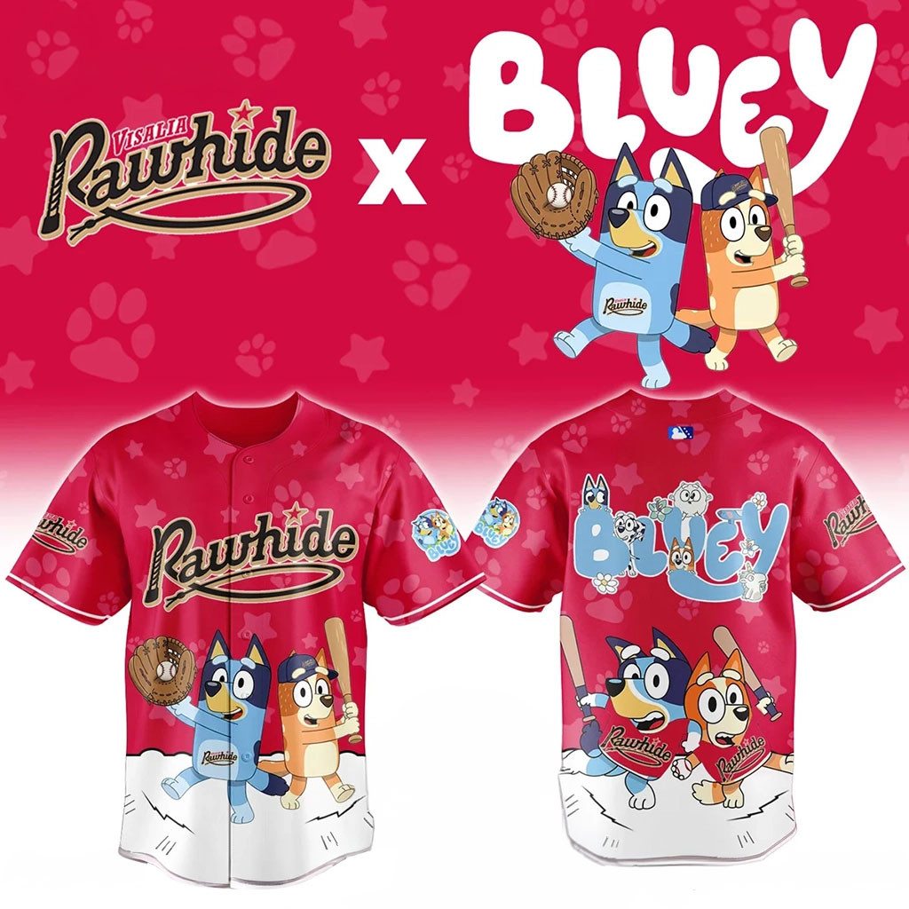 Visalia Rawhide x Bluey Night Jersey Visalia Rawhide Merch Gift Ideas For Baseball Fans 1 - Unicasport Visalia Rawhide x Bluey Night Jersey Visalia Rawhide Merch Gift Ideas For Baseball Fans