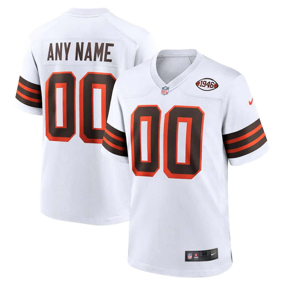 Cleveland Browns Merch - Men's 1946 Collection Alternate Custom Jersey, White 1 - Unicasport Cleveland Browns Merch - Men's 1946 Collection Alternate Custom Jersey, White