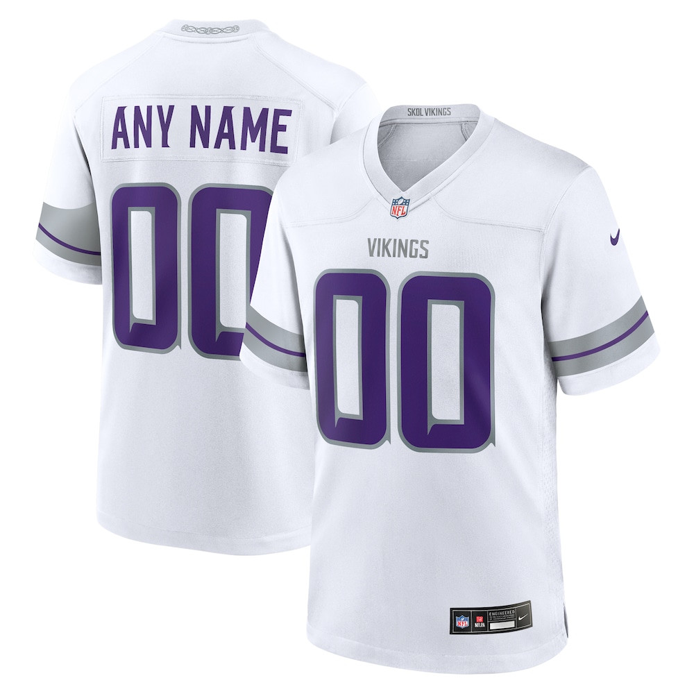 Minnesota Vikings Merch - Men's Alternate Custom Game Jersey, White - Gift Ideas For Football Lovers 1 - Unicasport Minnesota Vikings Merch - Men's Alternate Custom Game Jersey, White - Gift Ideas For Football Lovers