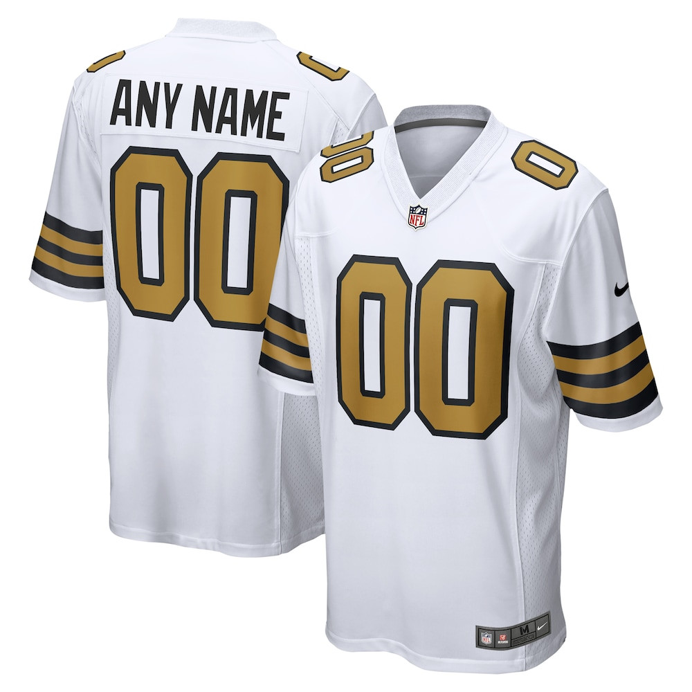 New Orleans Saints Merch - Men's Alternate Custom Game Jersey, White 1 - Unicasport New Orleans Saints Merch - Men's Alternate Custom Game Jersey, White