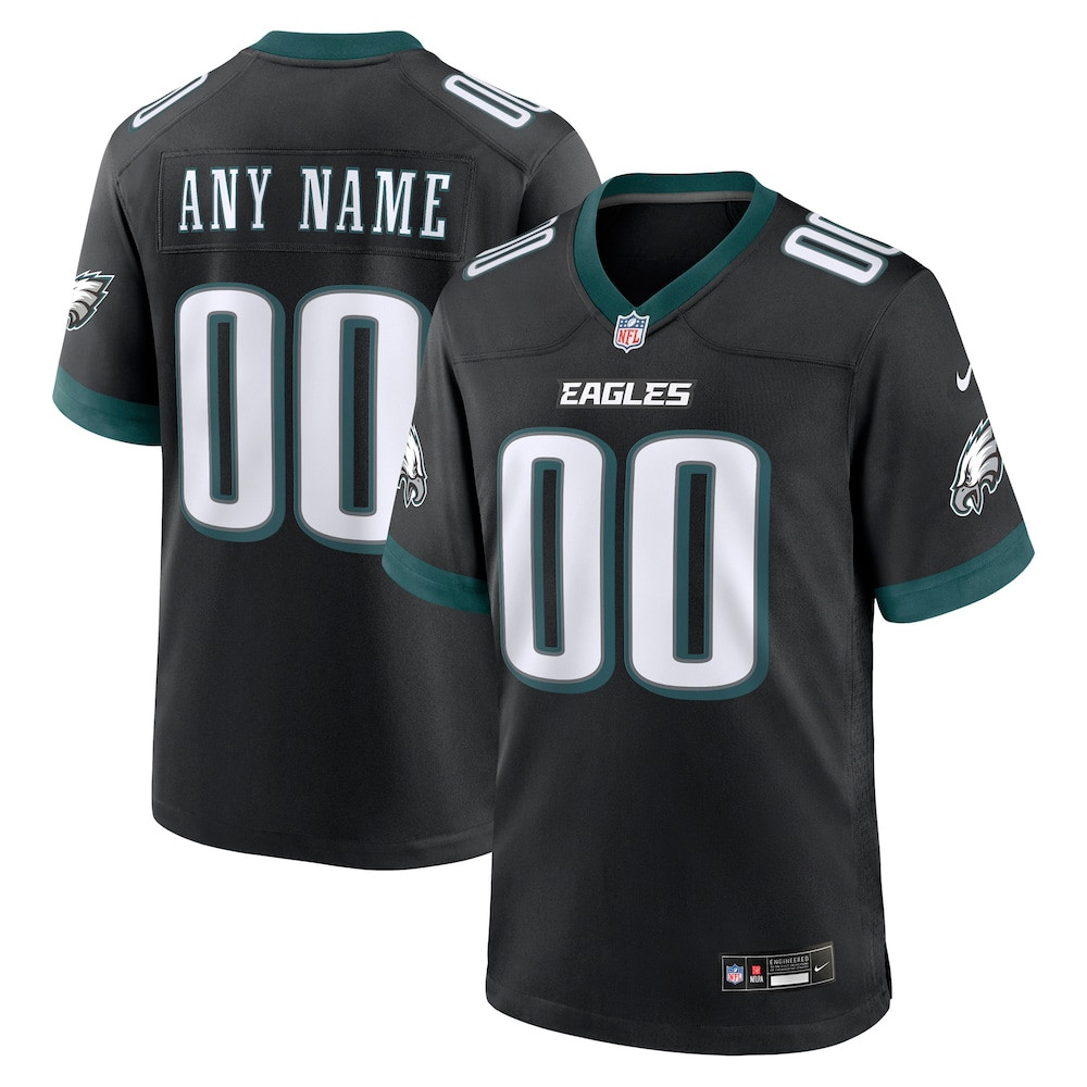 Philadelphia Eagles Merch - Men's Alternate Custom Game Jersey, Black - Cool Gifts For Football Fans 1 - Unicasport Philadelphia Eagles Merch - Men's Alternate Custom Game Jersey, Black - Cool Gifts For Football Fans