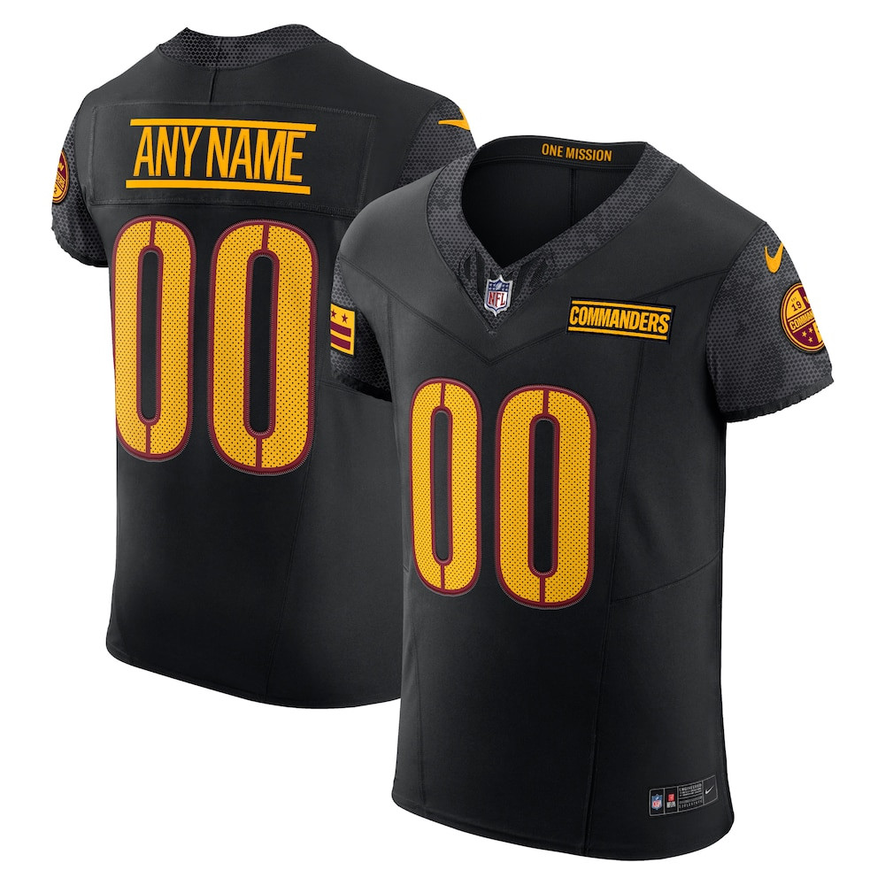 Washington Commanders Merch - Men's Alternate Vapor F.U.S.E. Elite Custom Jersey, Black 1 - Unicasport Washington Commanders Merch - Men's Alternate Vapor F.U.S.E. Elite Custom Jersey, Black