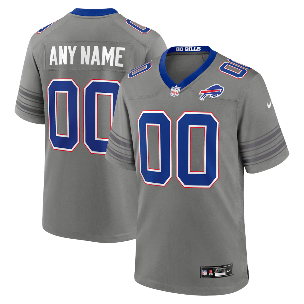 Buffalo Bills Merch - Men's Gray Nickel City Custom Game Jersey - Best Presents For Football Fans 1 - Unicasport Buffalo Bills Merch - Men's Gray Nickel City Custom Game Jersey - Best Presents For Football Fans