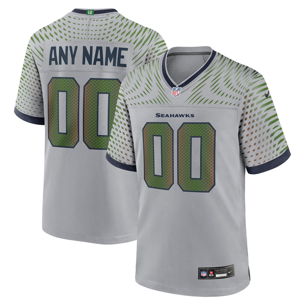 Seattle Seahawks Merch - Men's Gray 2025 Rivalries Collection Custom Game Jersey 1 - Unicasport Seattle Seahawks Merch - Men's Gray 2025 Rivalries Collection Custom Game Jersey