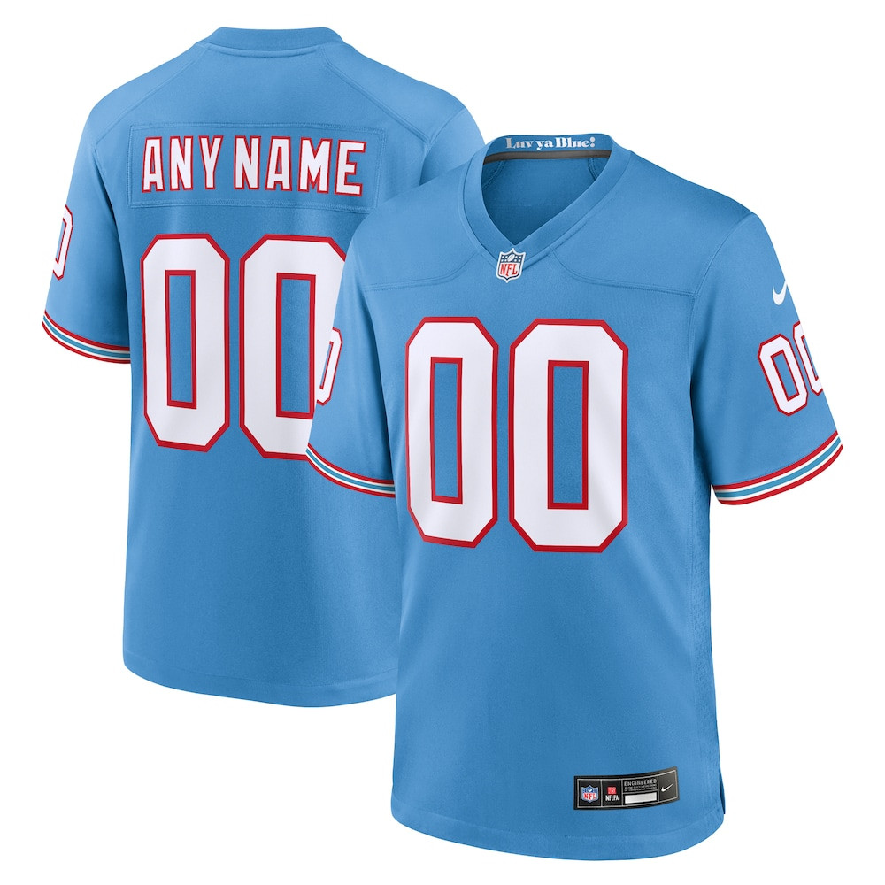 Tennessee Titans Merch - Men's Light Oilers Throwback Custom Game Jersey, Blue - Football Fan Birthday Gift 1 - Unicasport Tennessee Titans Merch - Men's Light Oilers Throwback Custom Game Jersey, Blue - Football Fan Birthday Gift