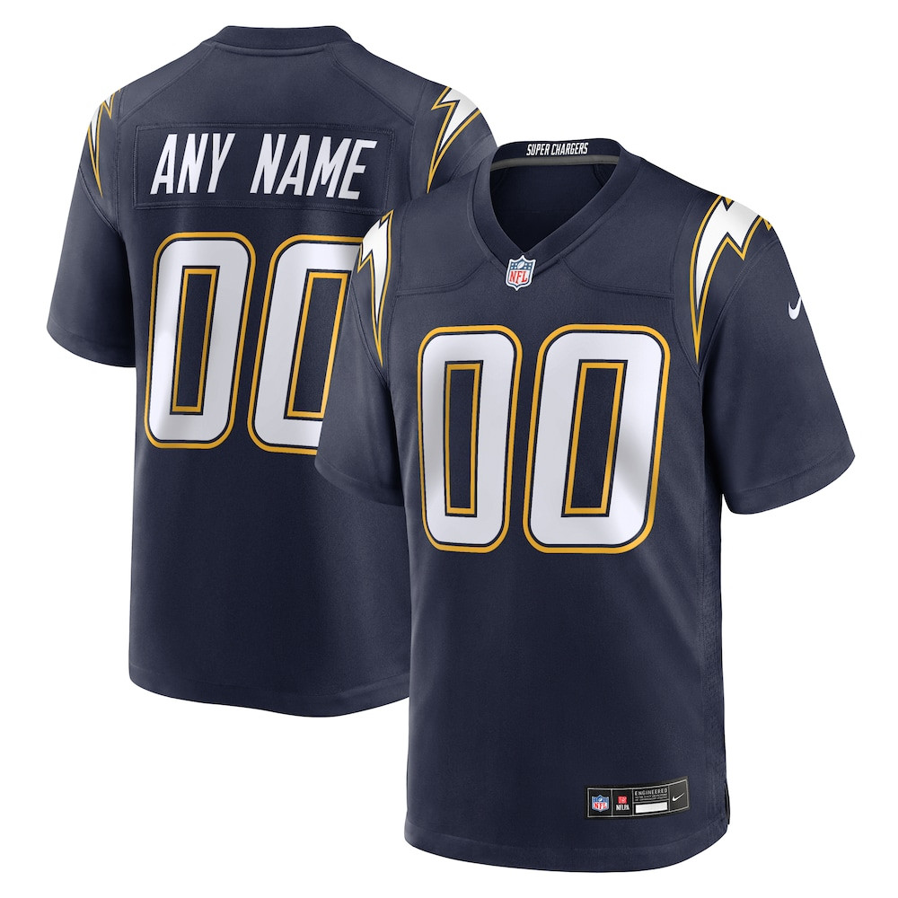 Los Angeles Chargers Merch - Men's Alternate Super Chargers Game Custom Jersey, Navy - Best Presents For Football Fans 1 - Unicasport Los Angeles Chargers Merch - Men's Alternate Super Chargers Game Custom Jersey, Navy - Best Presents For Football Fans