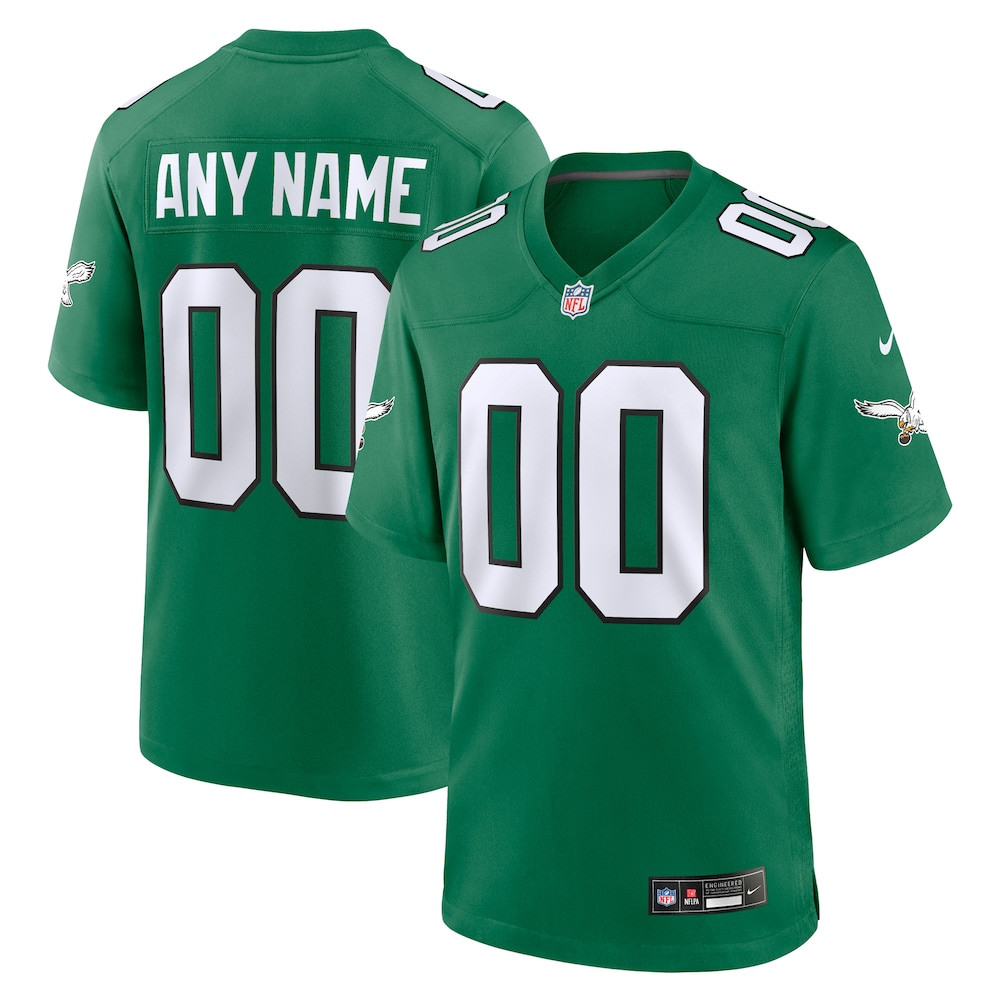 Philadelphia Eagles Merch - Men's Kelly Alternate Custom Game Jersey, Green - Best Football Gifts For Christmas 1 - Unicasport Philadelphia Eagles Merch - Men's Kelly Alternate Custom Game Jersey, Green - Best Football Gifts For Christmas
