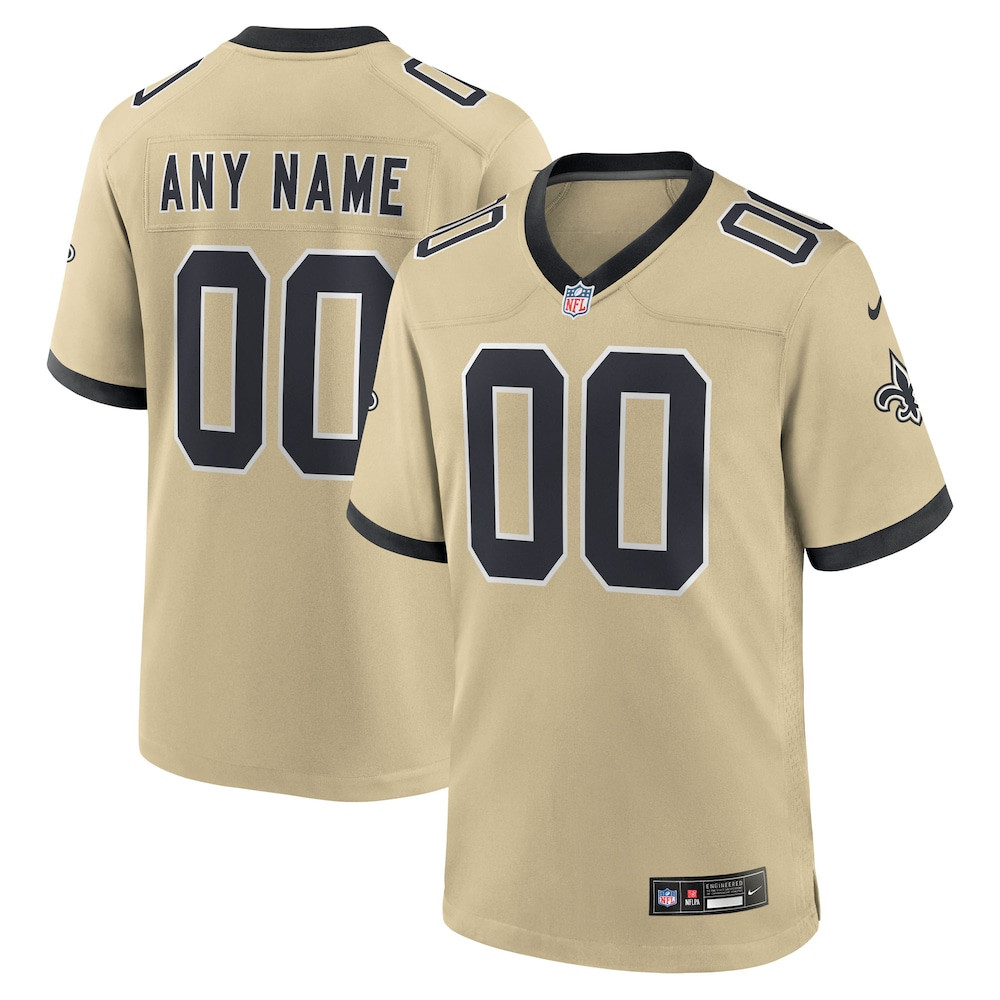 New Orleans Saints Merch - Men's Gameday Golds Alternate Custom Game Jersey, Gold - Good Gifts For Football Fans 1 - Unicasport New Orleans Saints Merch - Men's Gameday Golds Alternate Custom Game Jersey, Gold - Good Gifts For Football Fans