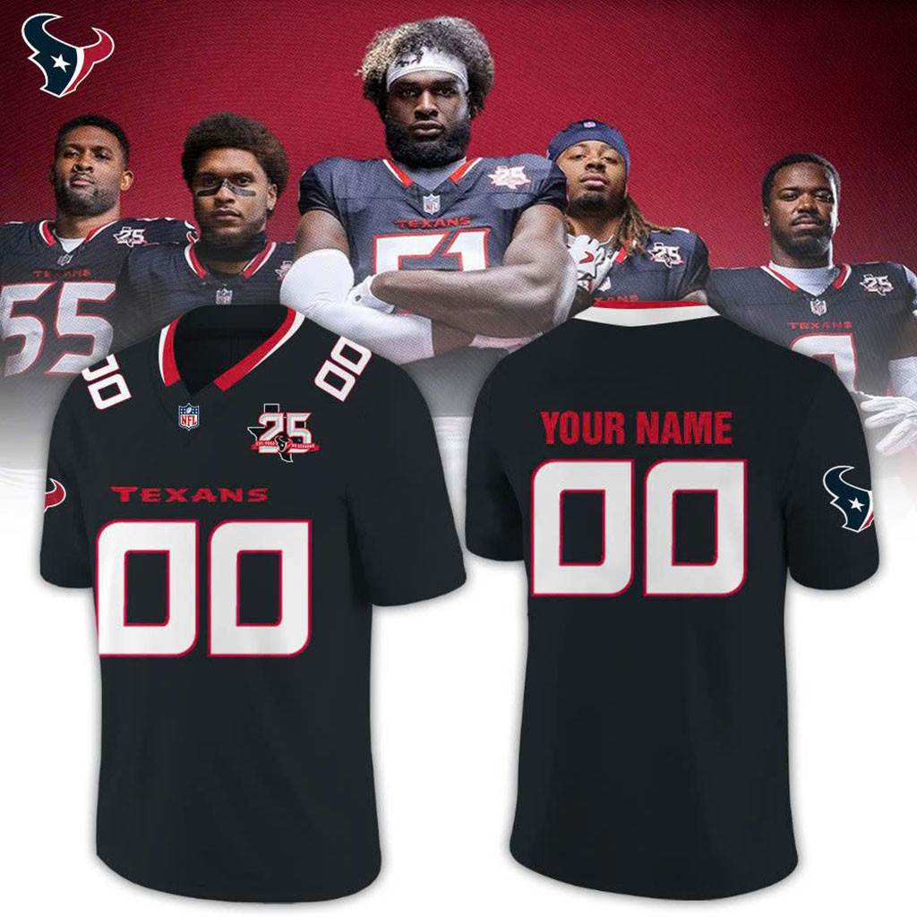 Custom Houston Texans 25th Anniversary Football Jersey Texans Merch Presents For Football Fans 1 - Unicasport Custom Houston Texans 25th Anniversary Football Jersey Texans Merch Presents For Football Fans