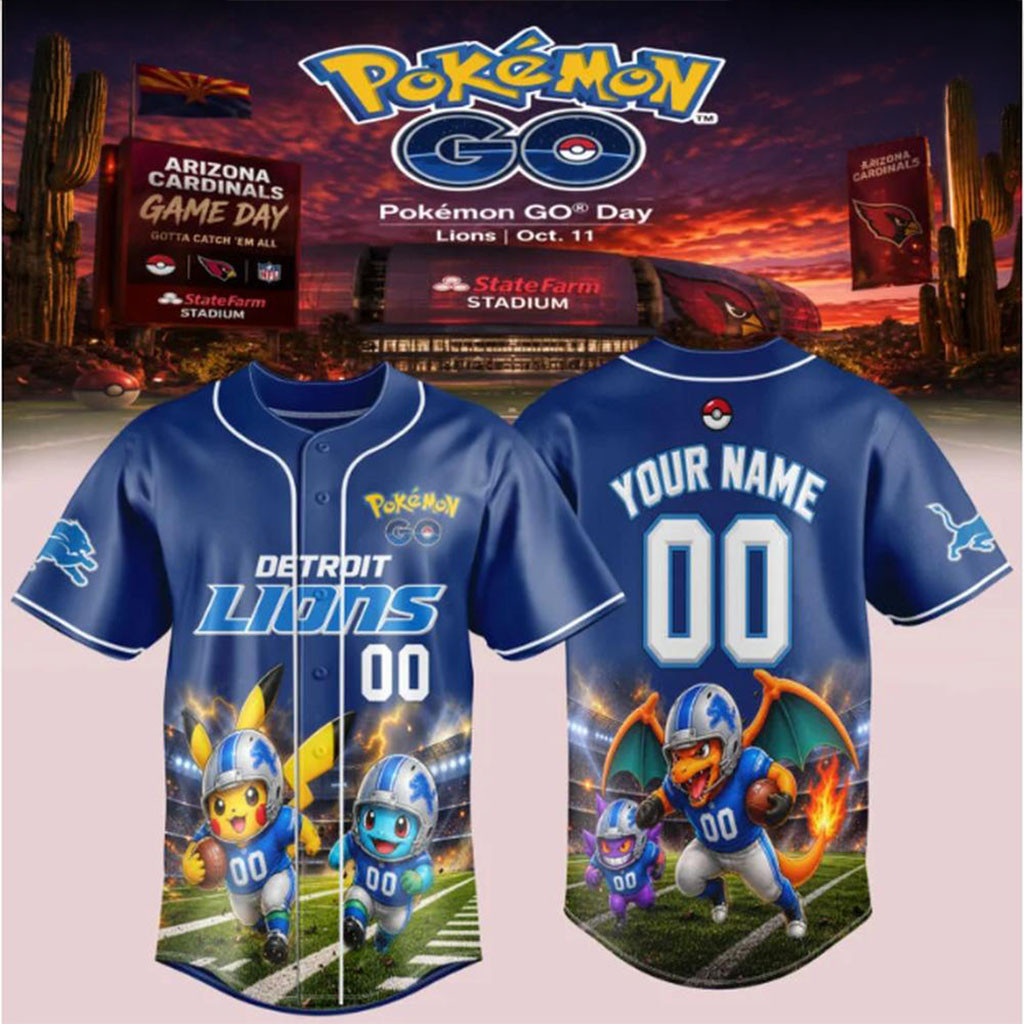 Custom Detroit Lions Pokemon GO Day Baseball Jersey Detroit Lions Merch Gift For Football Fans 1 - Unicasport Custom Detroit Lions Pokemon GO Day Baseball Jersey Detroit Lions Merch Gift For Football Fans