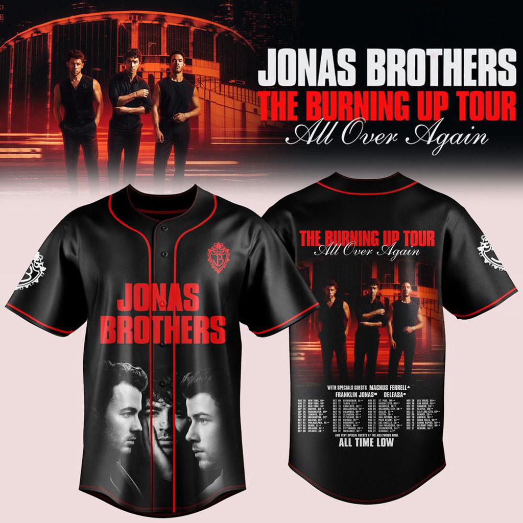 Jonas Brothers Merch The Burning Up Tour All Over Again Baseball Jersey Gifts For Music Fans 1 - Unicasport Jonas Brothers Merch The Burning Up Tour All Over Again Baseball Jersey Gifts For Music Fans