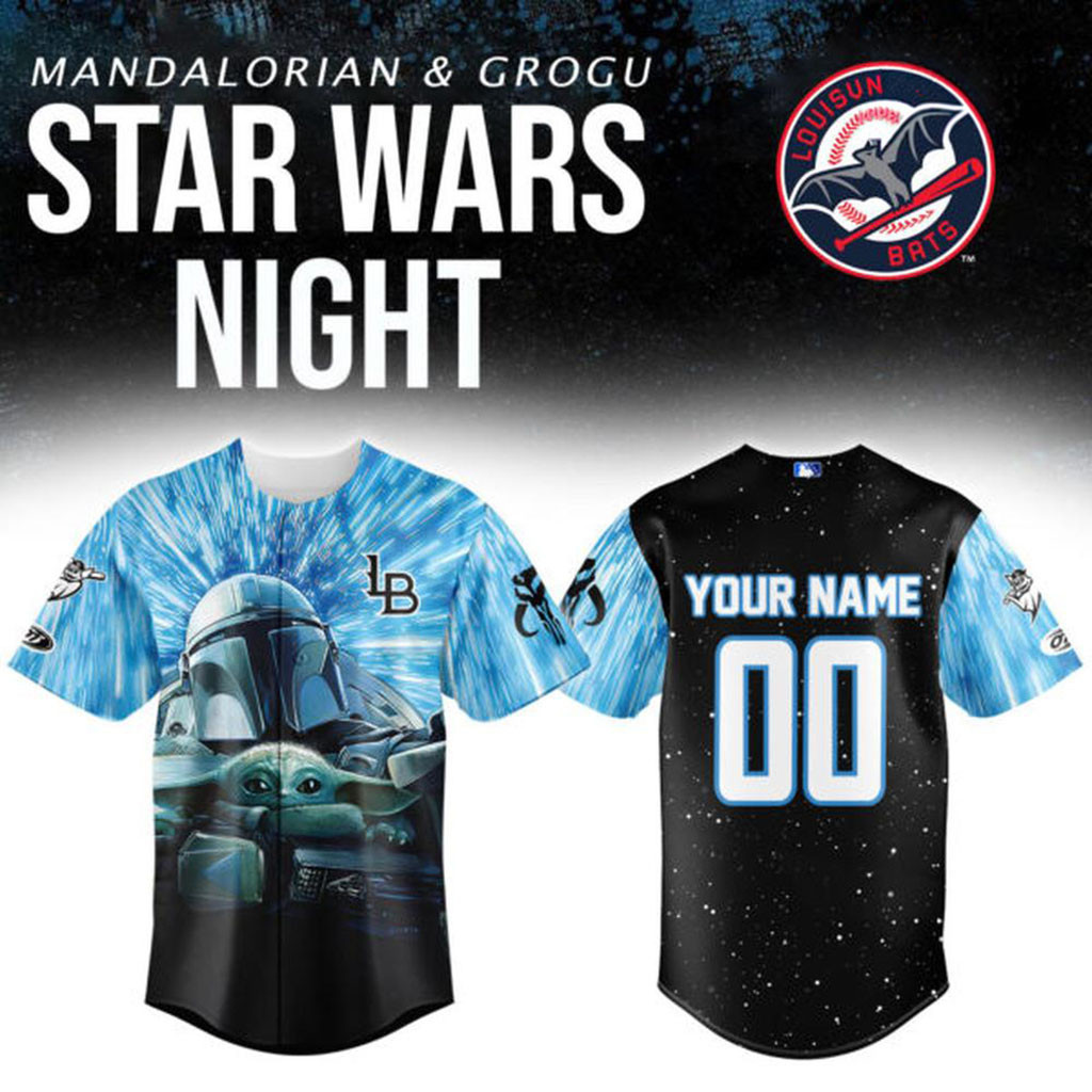Custom Louisville Bats x Star Wars Night Mandalorian Baseball Jersey Louisville Bats Merch 1 - Unicasport Custom Louisville Bats x Star Wars Night Mandalorian Baseball Jersey Louisville Bats Merch