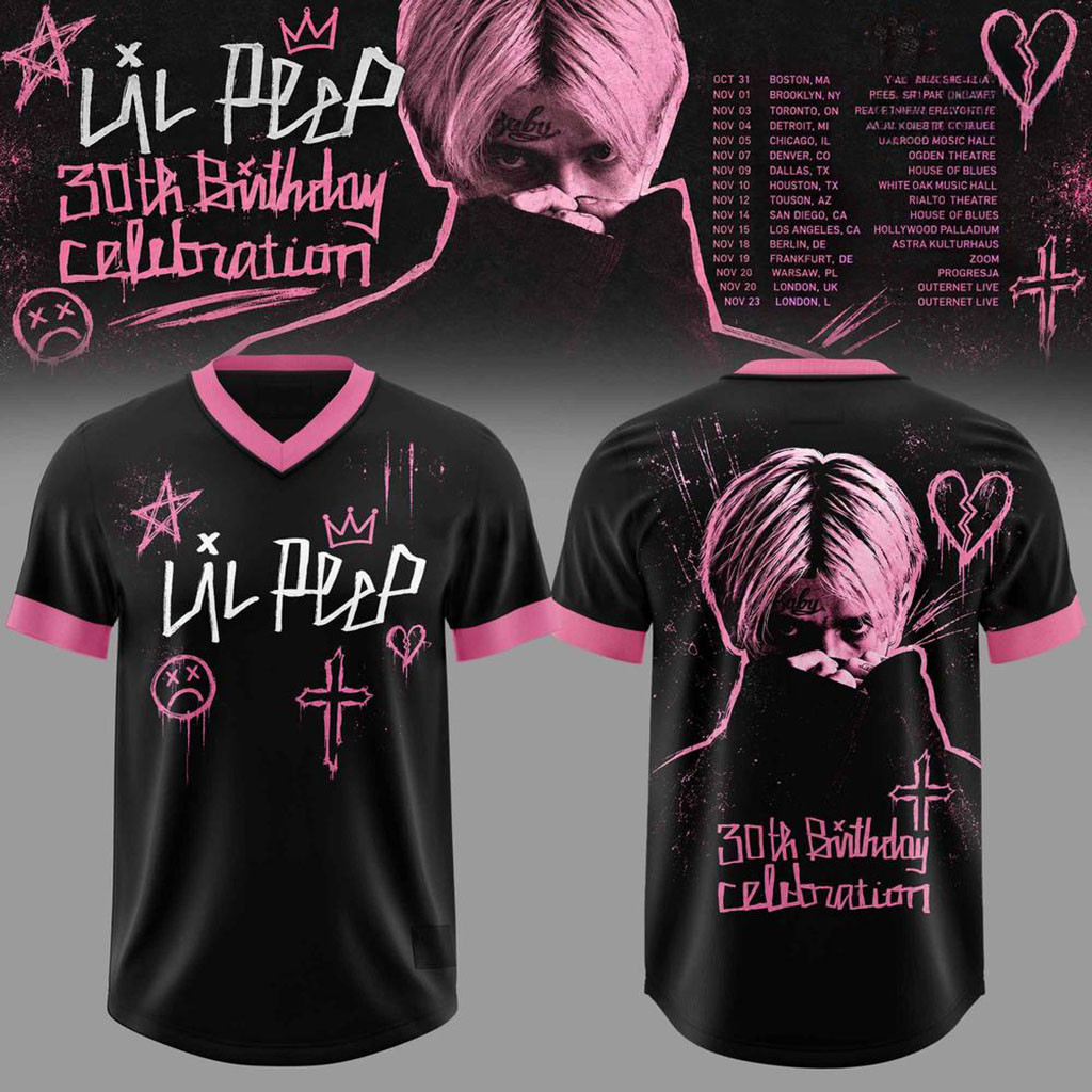 Lil Peep 30th Birthday Celebration 2026 Tour V-Neck Jersey Lil Peep Merch Gifts For Fans 1 - Unicasport Lil Peep 30th Birthday Celebration 2026 Tour V-Neck Jersey Lil Peep Merch Gifts For Fans