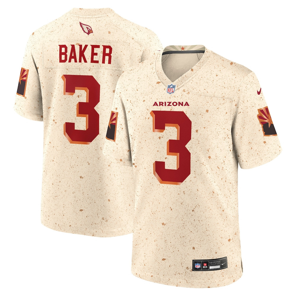 Arizona Cardinals Merch - Men's Budda Baker Natural 2025 Rivalries Collection Game Jersey 1 - Unicasport Arizona Cardinals Merch - Men's Budda Baker Natural 2025 Rivalries Collection Game Jersey