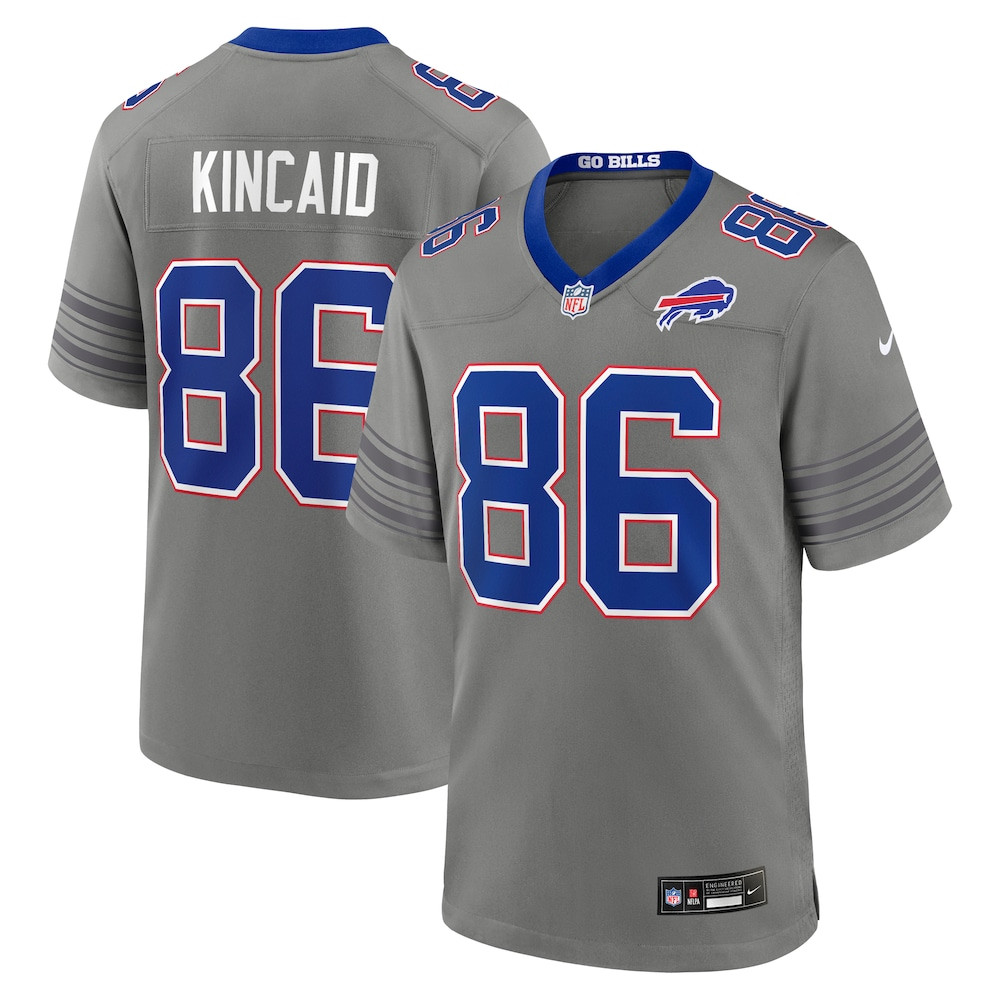 Buffalo Bills Merch - Men's Dalton Kincaid Gray Nickel City Game Jersey - Best Football Gifts 1 - Unicasport Buffalo Bills Merch - Men's Dalton Kincaid Gray Nickel City Game Jersey - Best Football Gifts