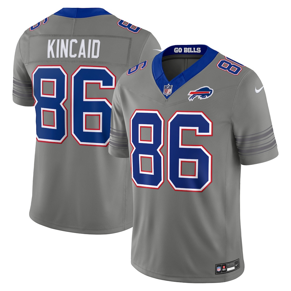 Buffalo Bills Merch - Men's Dalton Kincaid Gray Nickel City Vapor F.U.S.E. Stitched Limited Jersey 1 - Unicasport Buffalo Bills Merch - Men's Dalton Kincaid Gray Nickel City Vapor F.U.S.E. Stitched Limited Jersey